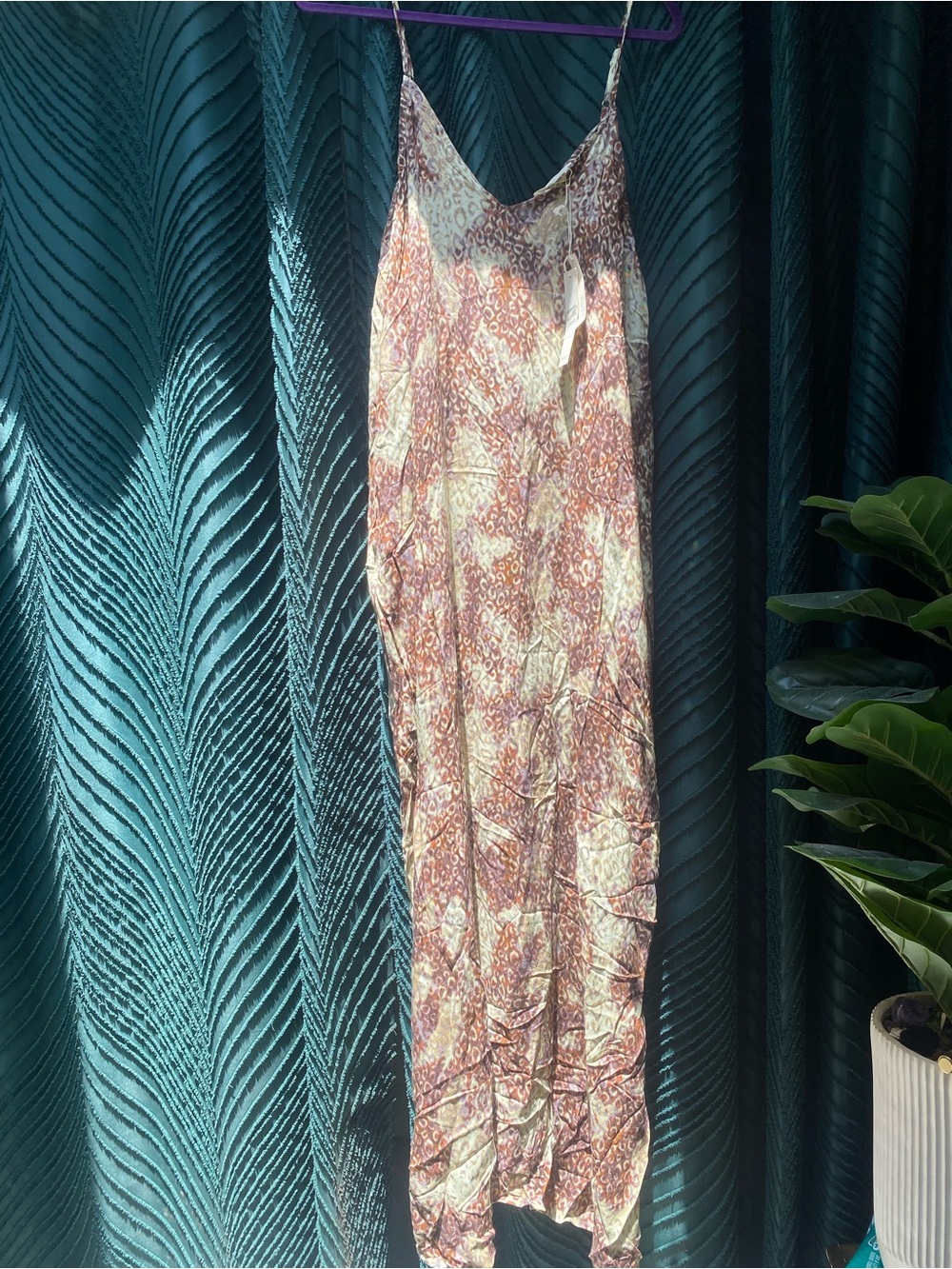 Love Stitch Animal Print Slip Dress in Brown and Cream
